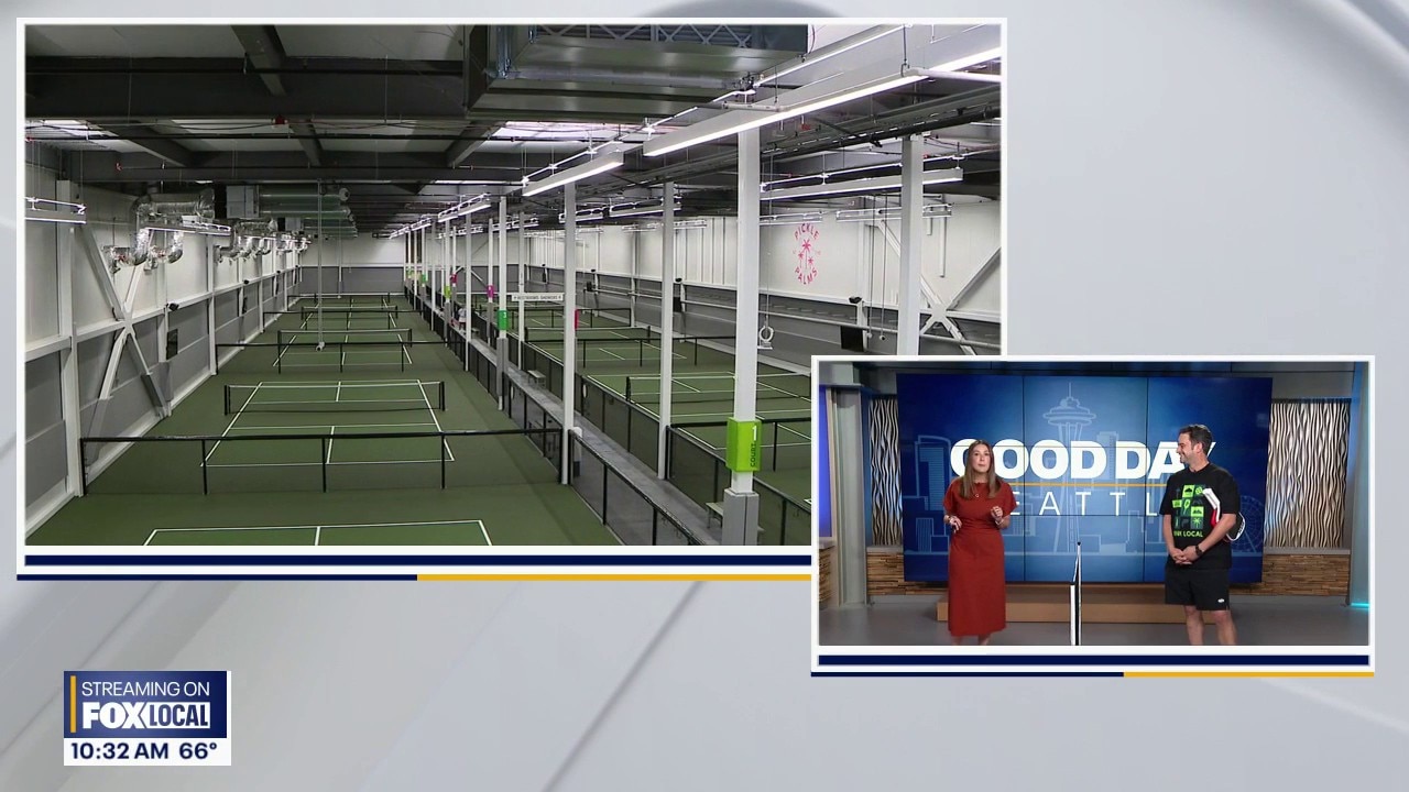 Learning pickleball basics on Good Day Seattle