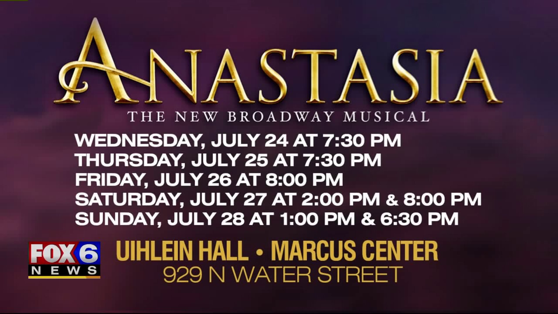 Anastasia is taking over Marcus Performing Arts Center