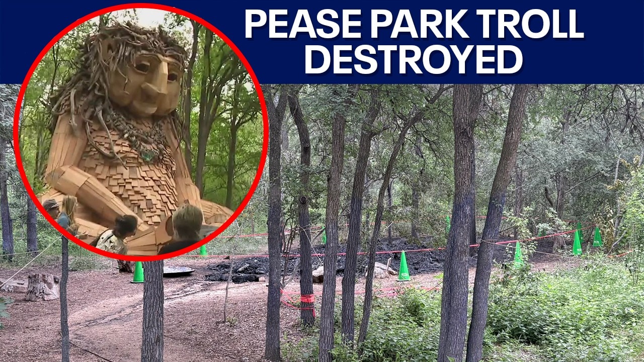 Pease Park troll destroyed by fire