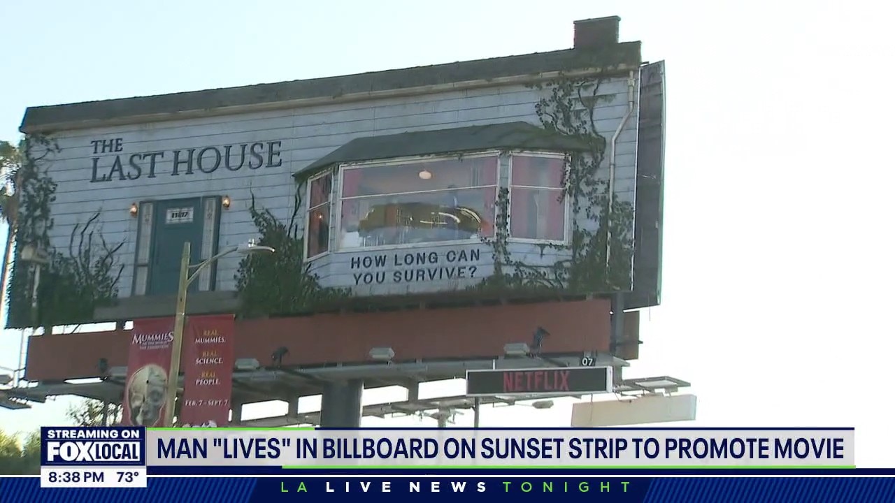Man 'lives' in billboard on Sunset Strip