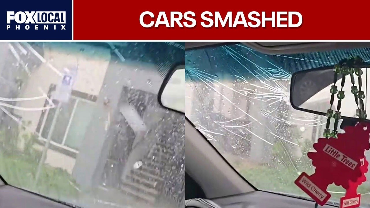 Large hail pounds car in north Phoenix