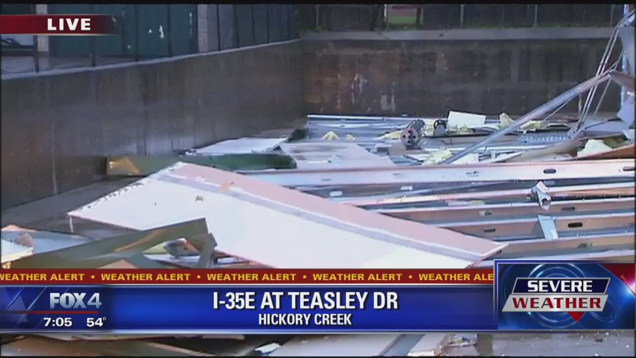 High winds damage some buildings