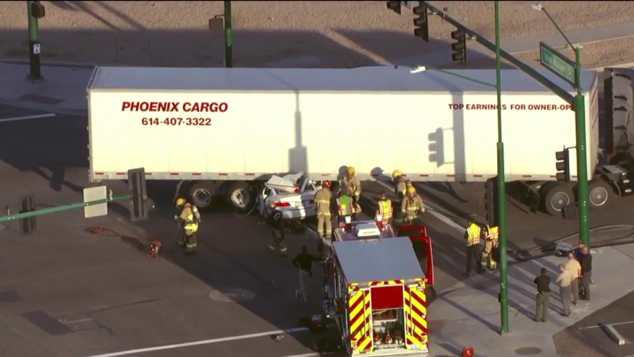 Car crushed under semi during west Phoenix crash