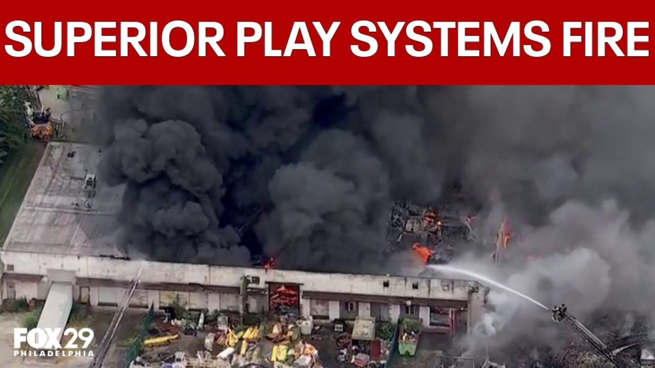 Fire crews battle large fire at Superior Play Systems in West Norriton Twp.
