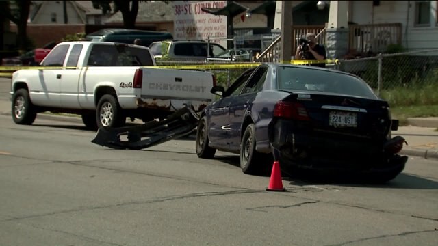 Two-vehicle crash near N. 37th and Burleigh; at least one pedestrian struck