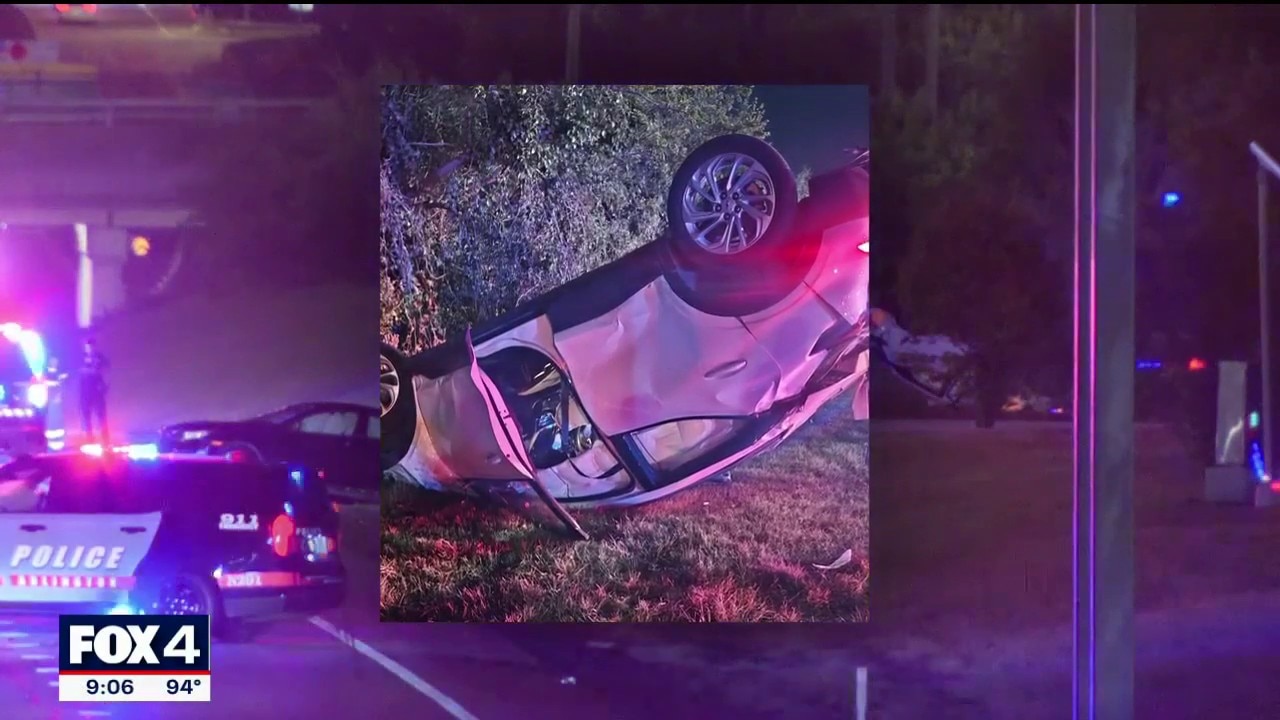Teen's car upside down after police pursuit in Grand Prairie