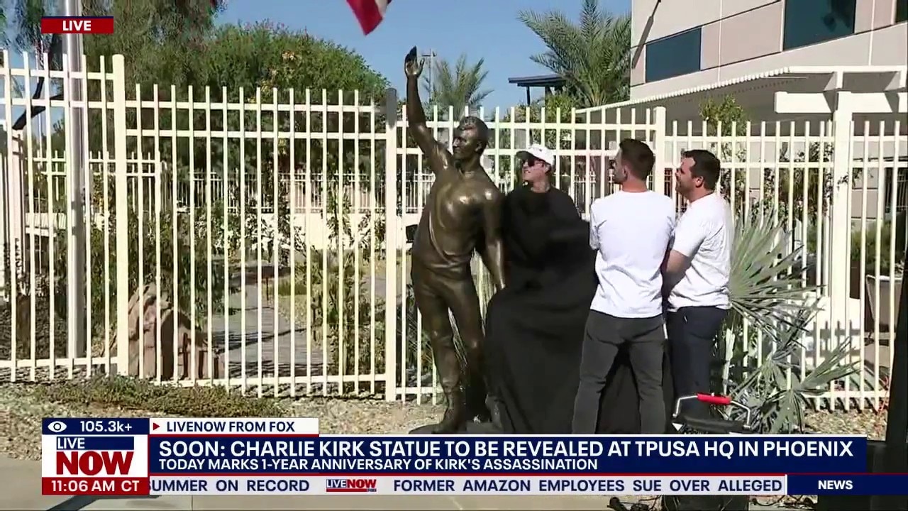 Charlie Kirk statue unveiled at TPUSA HQ in Phoenix