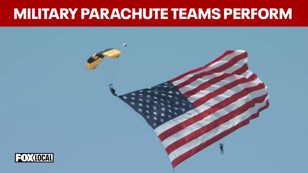 Military parachute teams perform for America's 250th Anniversary