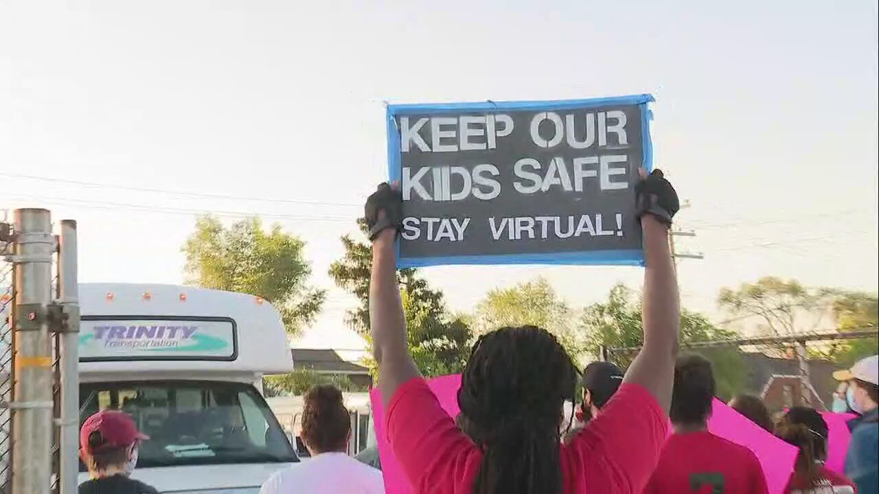 Second day of protests by activists against Detroit summer school due to coronavirus concerns