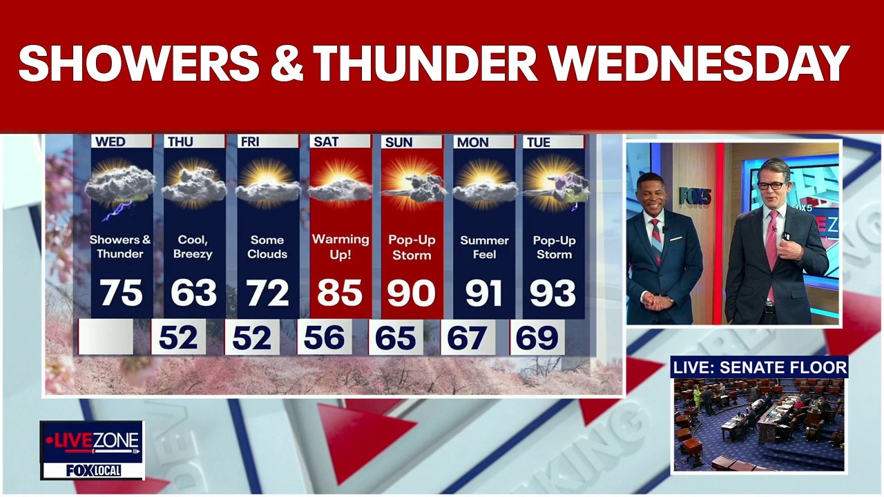 DC weather: Showers, thunderstorms possible Wednesday