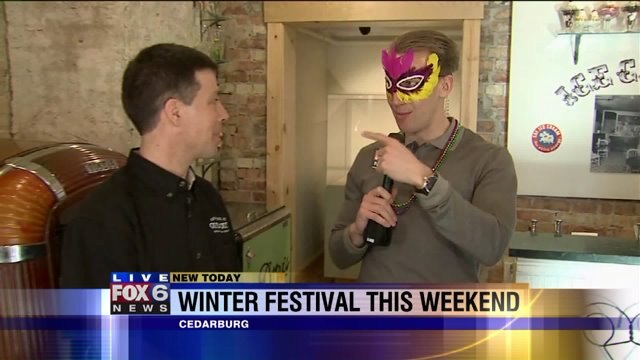 Carl talks with contestants about chili cooking contest