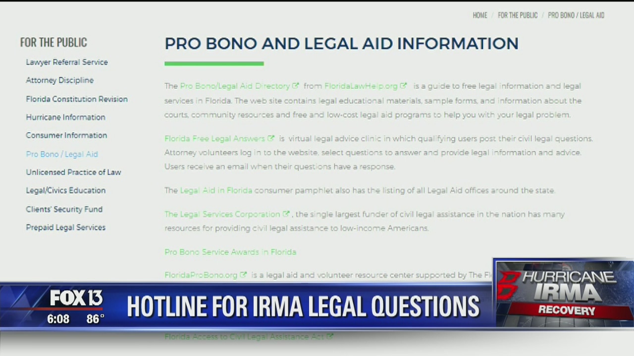 Free legal help for Irma victims