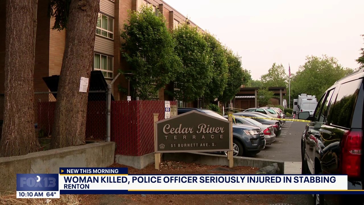 Renton, WA homicide: Woman killed, officer stabbed in the face