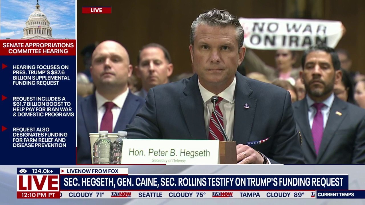 Hegseth interrupted by anti-Iran war protesters