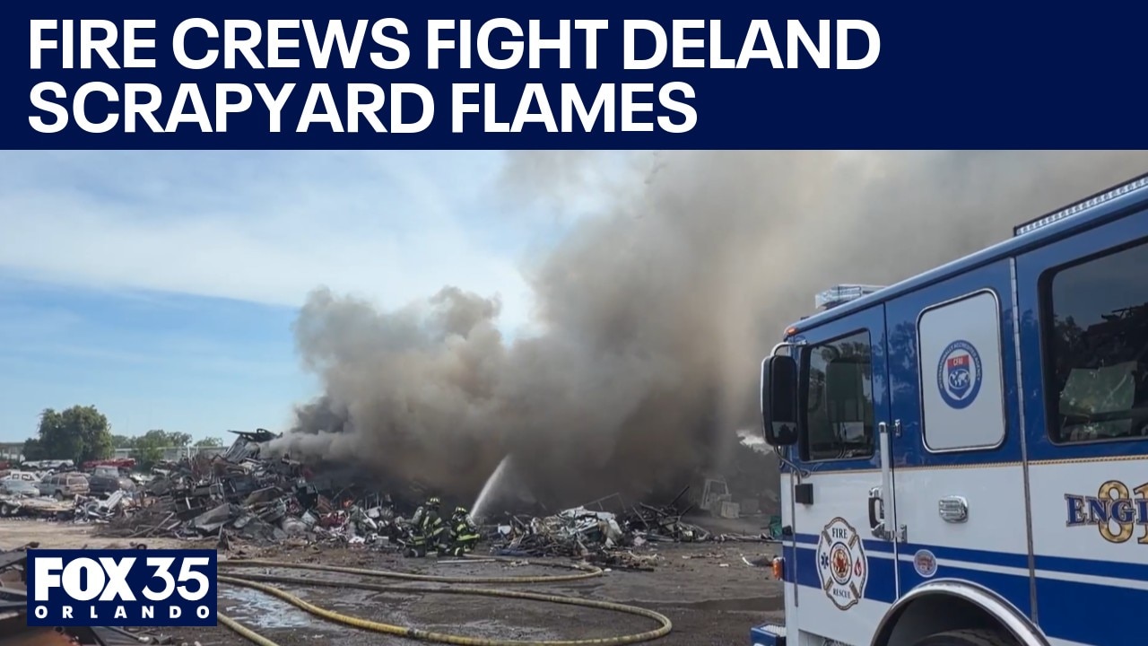 DeLand fire crews fight scrapyard fire; Residents urged to stay inside