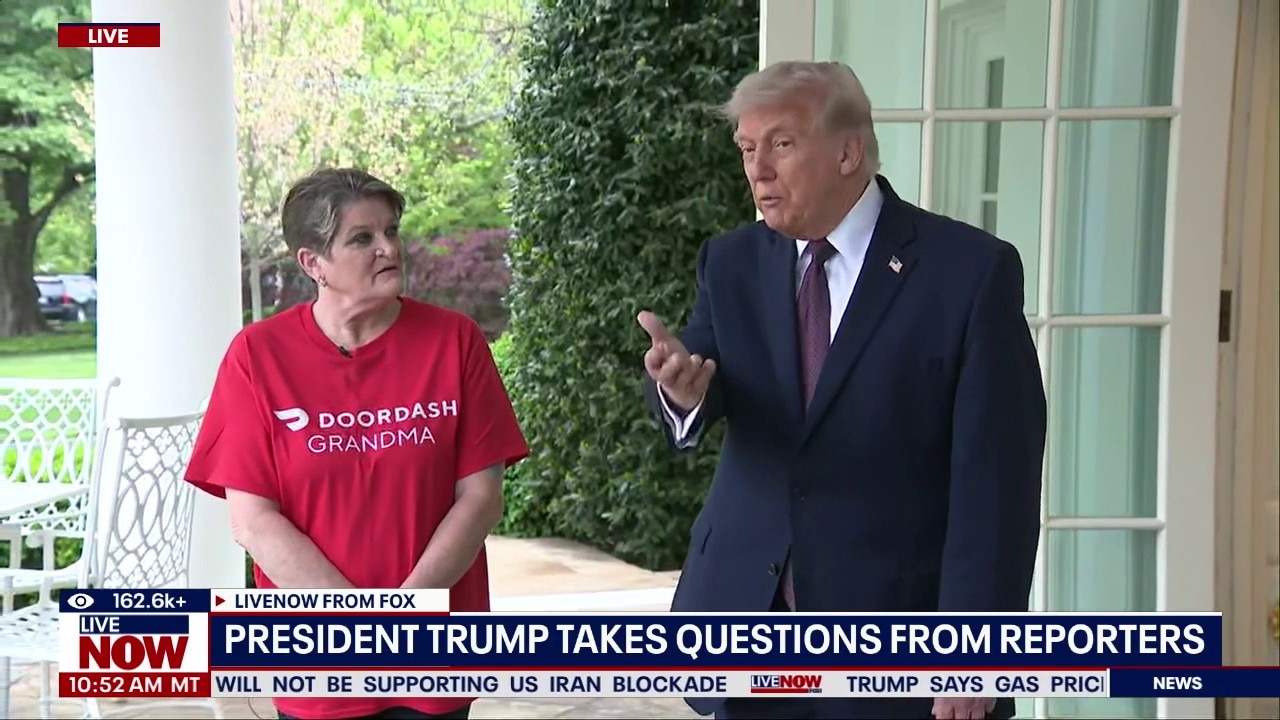 Trump takes questions while accepting Doordash order