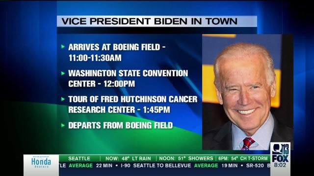 Joe Biden to visit with cancer researchers in Seattle on Monday
