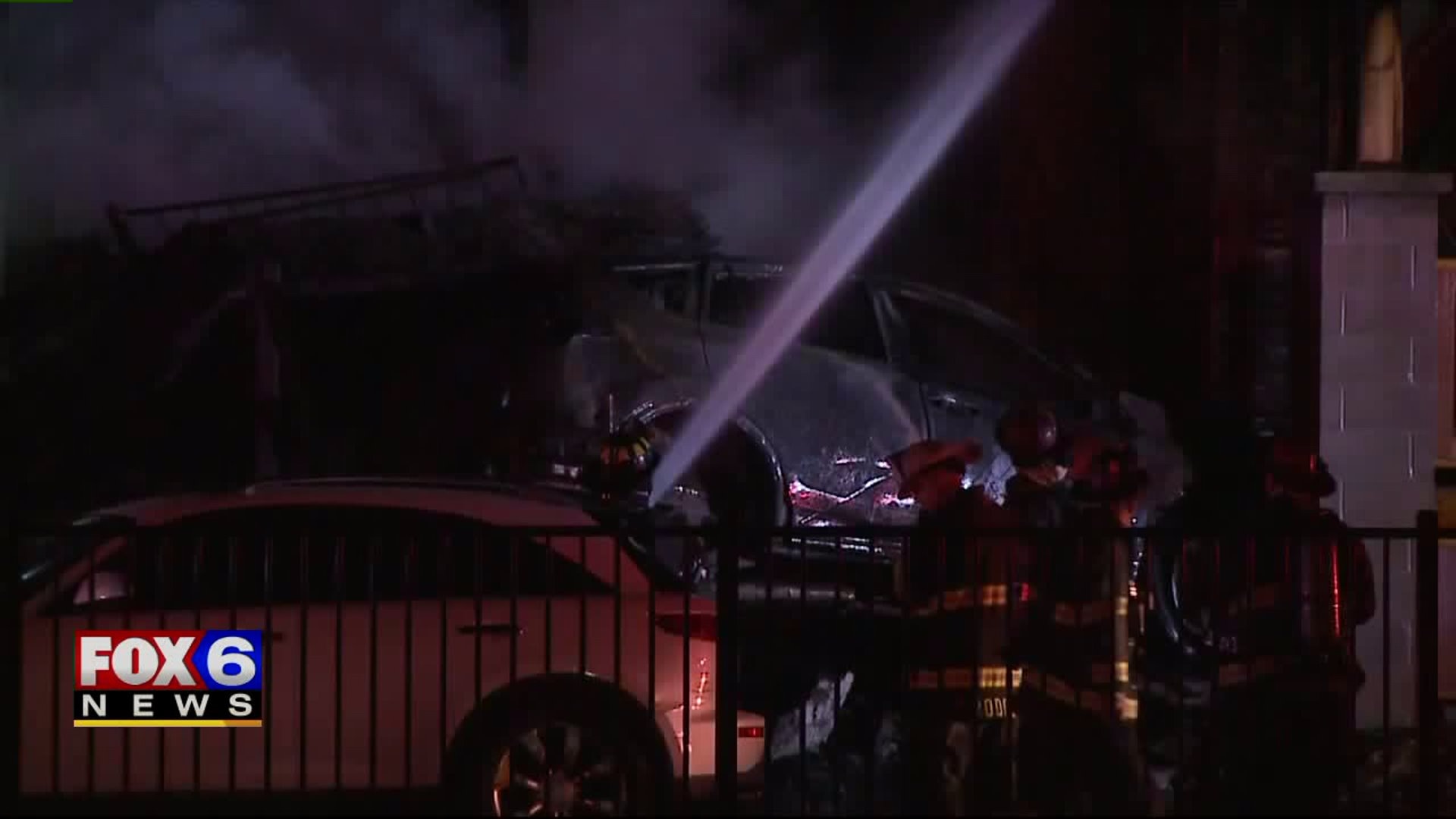 Driver strikes home, causing fire