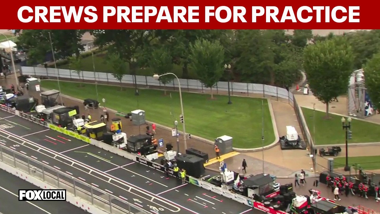 Crews prepare for practice ahead of Freedom 250 Grand Prix