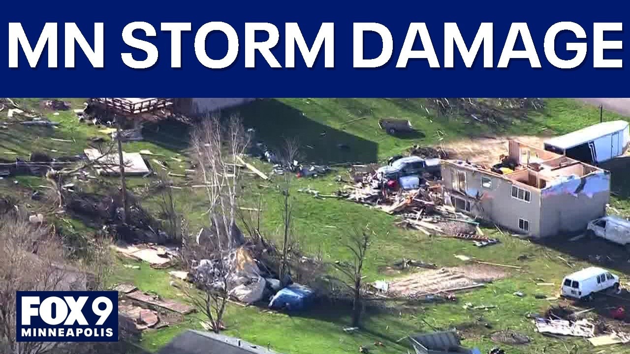 Minnesota storm damage: Aerial view near Rochester [RAW]