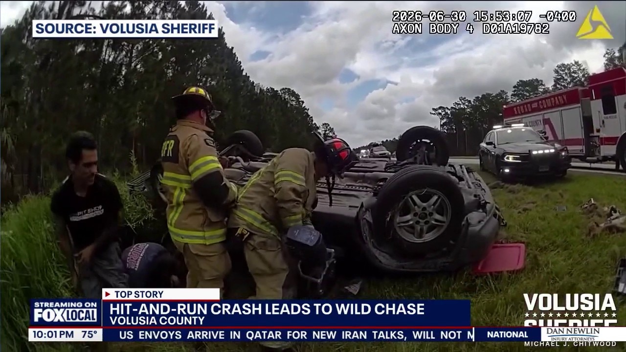 Driver arrested after striking fire truck, prompting chase:, deputies say
