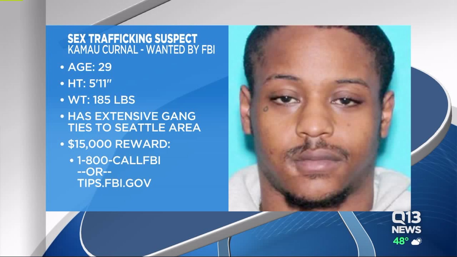 Accused child sex trafficker Kamau Curnal believed to be in Seattle