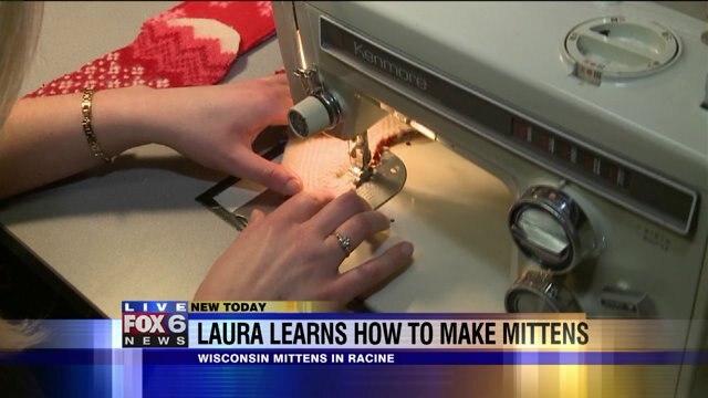 Laura learns how to sew a mitten