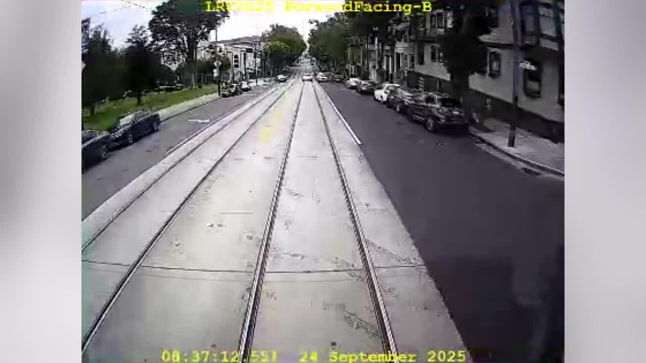 Speeding Muni light rail train with sleeping driver behind the wheel
