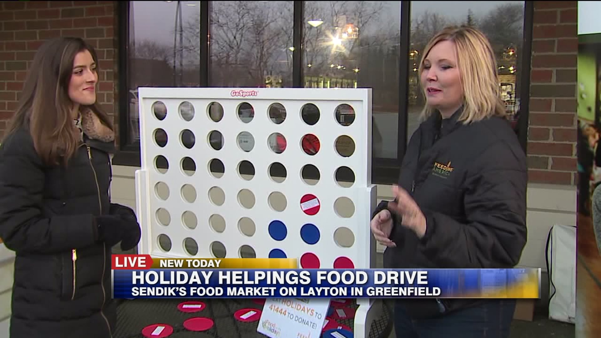 Having fun during the food drive