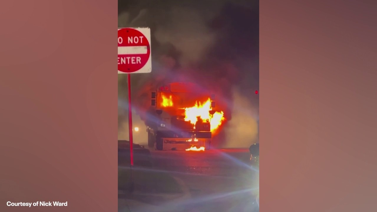 VIDEO: Pasadena ISD school bus caught fire after a football game
