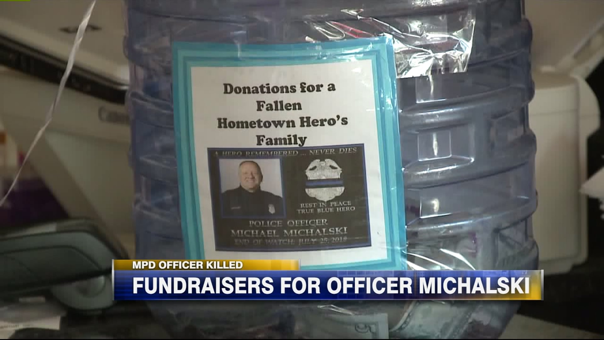 Donations for fallen officer`s family at Jen`s Sweet Treats, Packing House