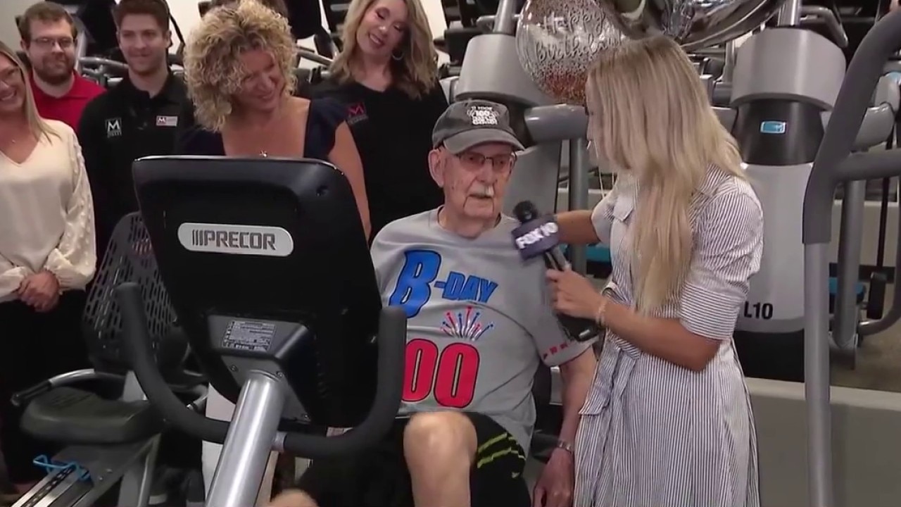 Veteran celebrates 100th birthday with a workout