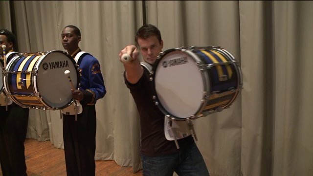 Chip joins the Rufus King H.S. drum line