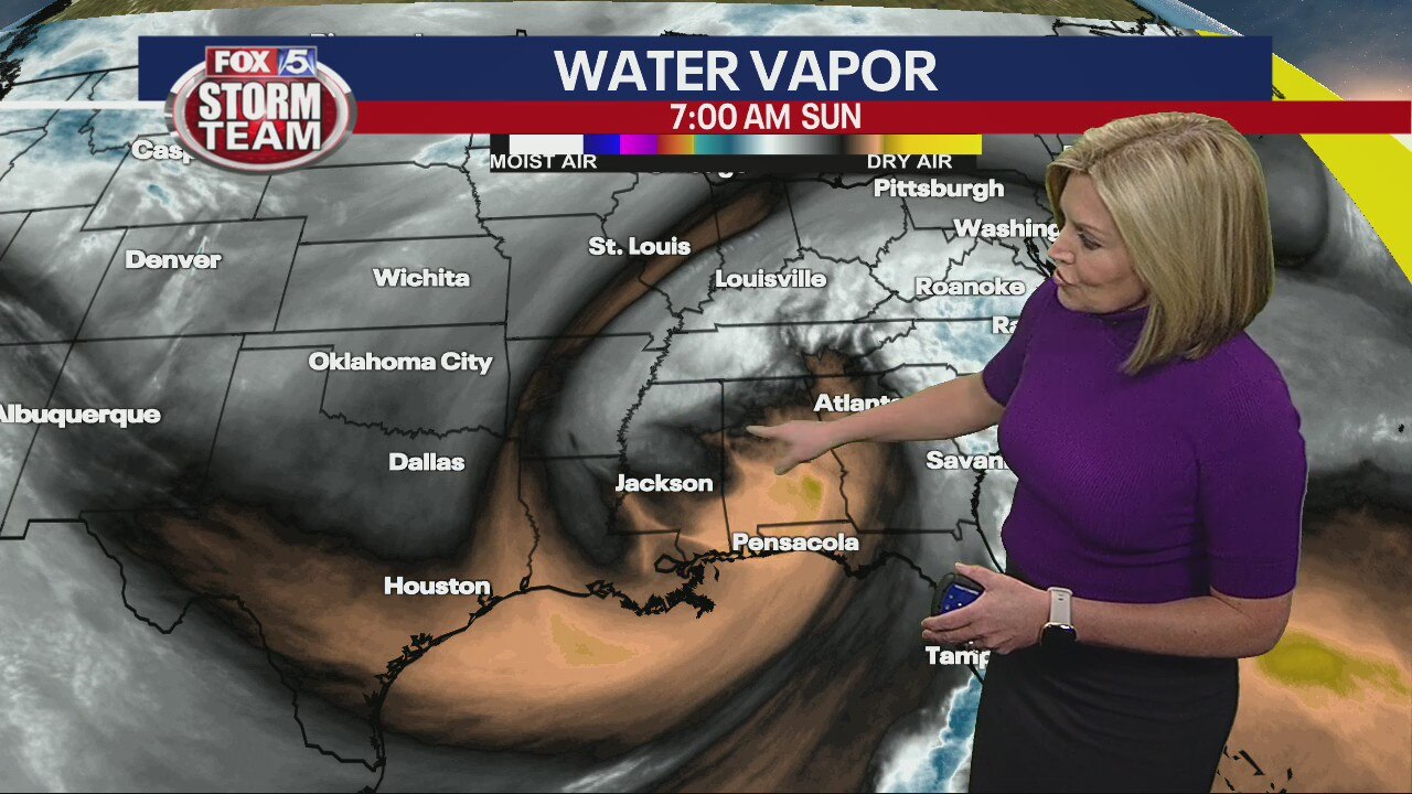 Tracking winter storm system in northeast Georgia