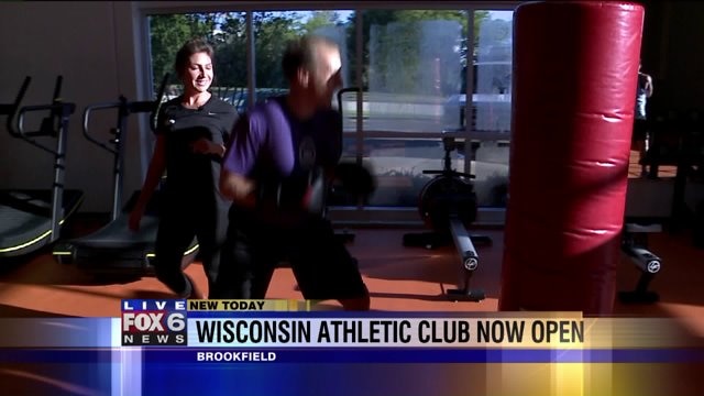 Carl has a blast boxing at the Wisconsin Athletic Club in Brookfield