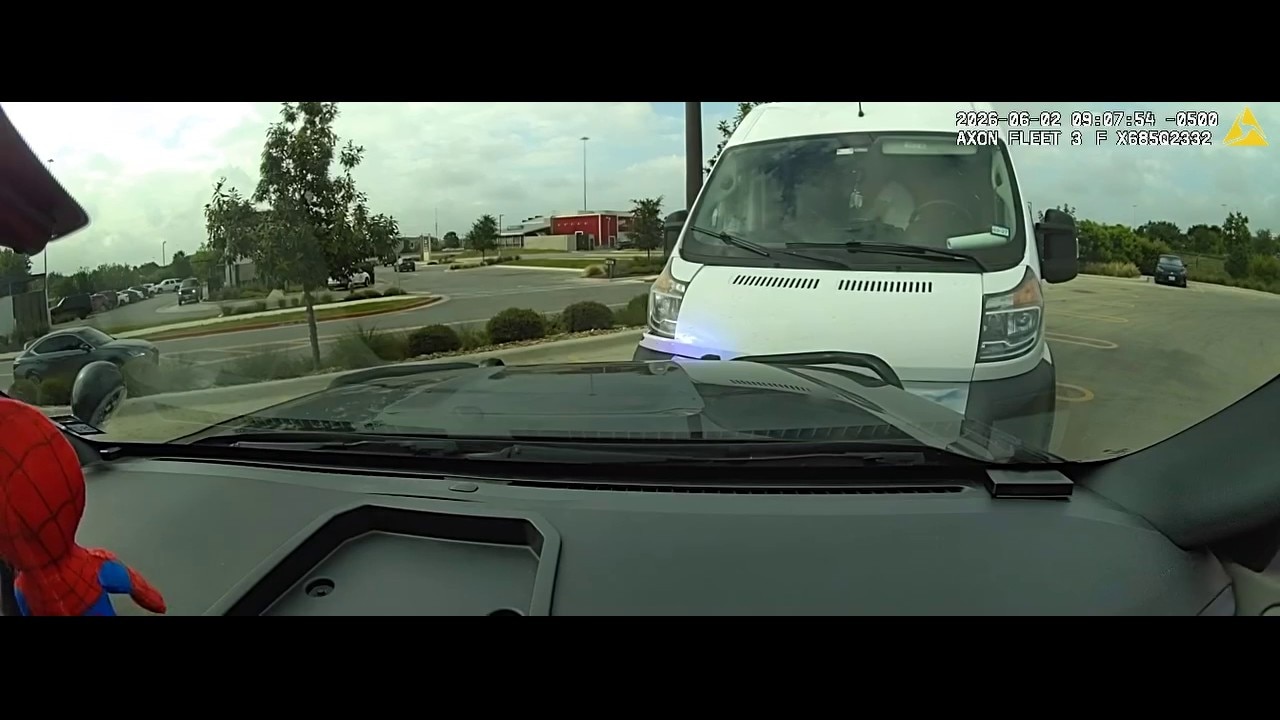 Stolen van crashes into patrol car
