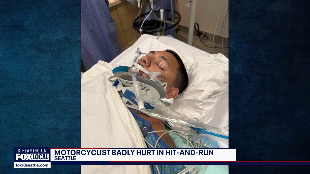 Motorcyclist badly hurt in Seattle hit-and-run, family asks for help