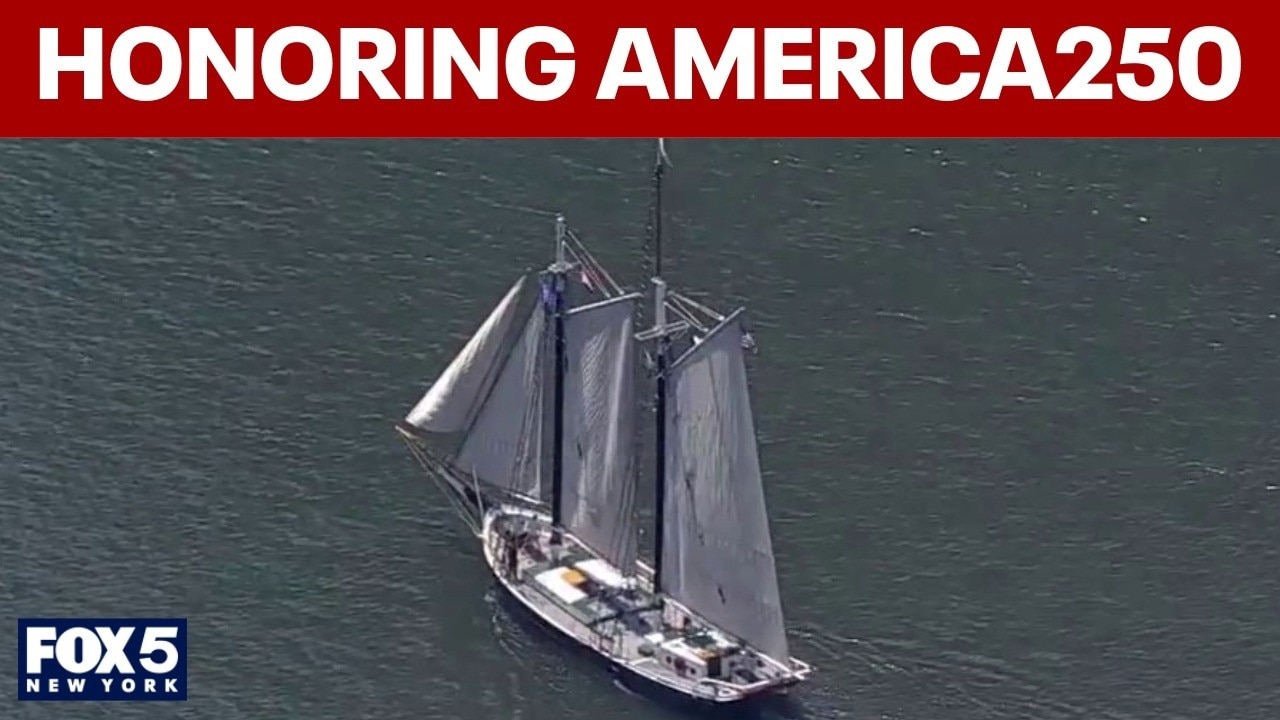 Tall ships parade down East River for America250