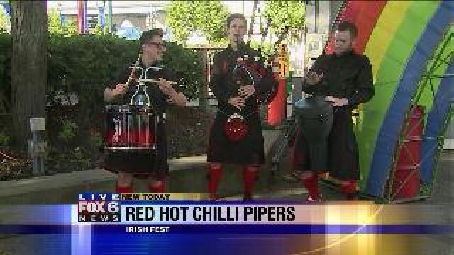 Justin enjoys music at Irish Fest