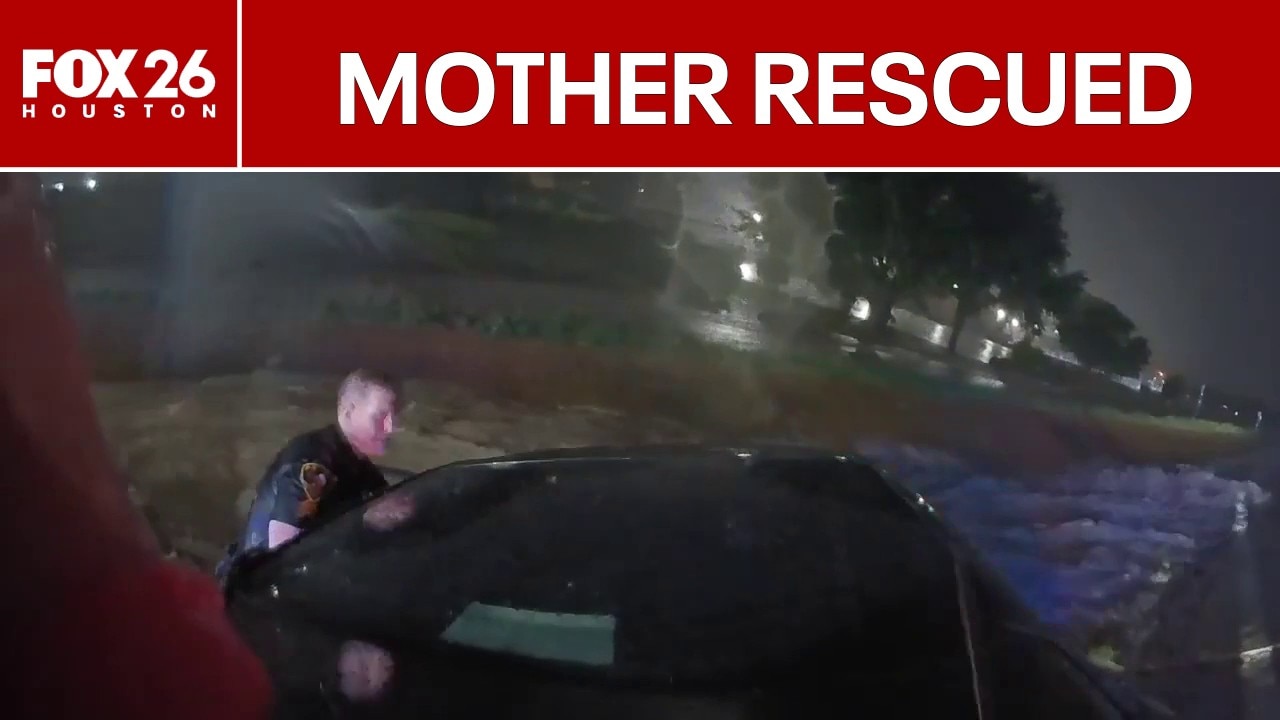 VIDEO: Texas mother rescued from car in floodwaters after her 3 kids escaped