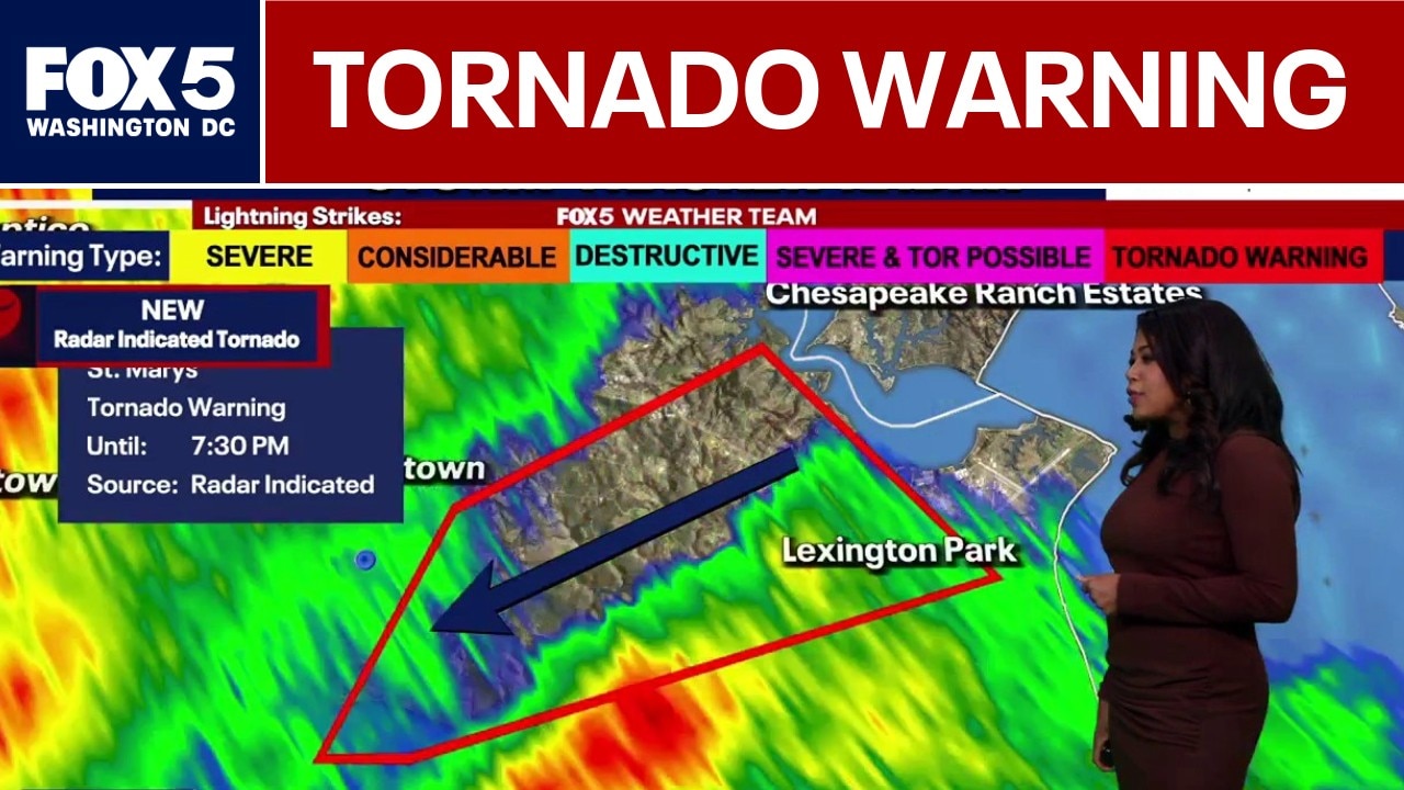 Tornado Warning issued for St. Mary's County, Maryland