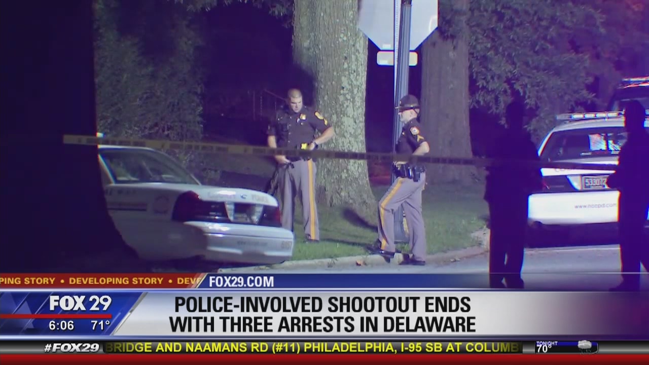 Shots traded with officer, 3 suspects in custody following robbery