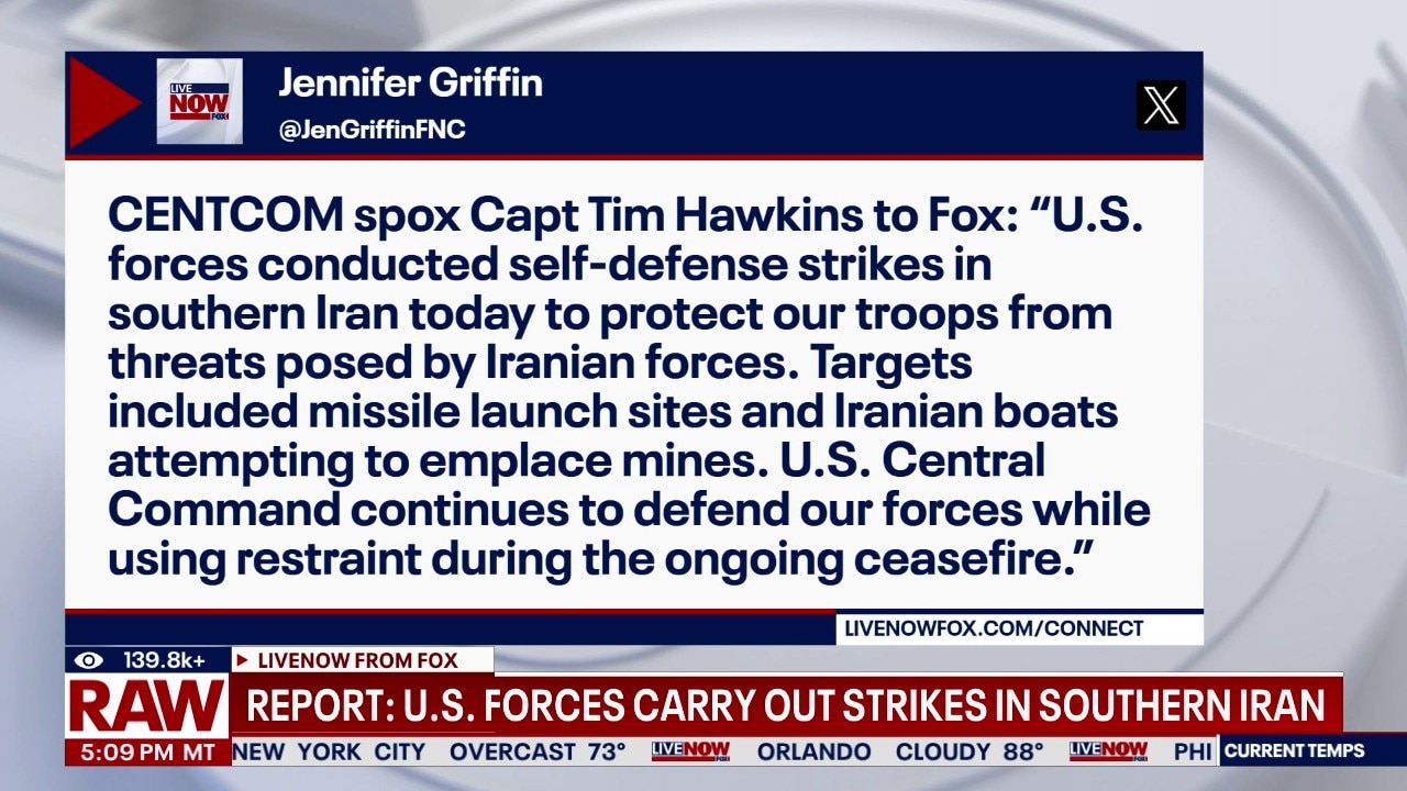 Report: U.S. carries out strikes in southern Iran