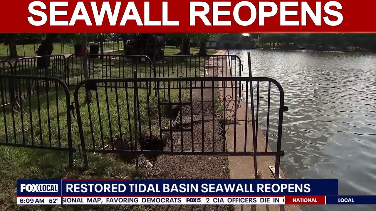 Restored Tidal Basin seawall reopens | FOX 5 AT 6AM