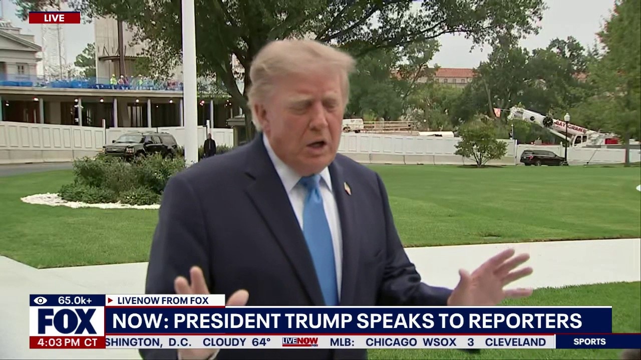 Trump speaks to reporters ahead of Ohio campaign rally