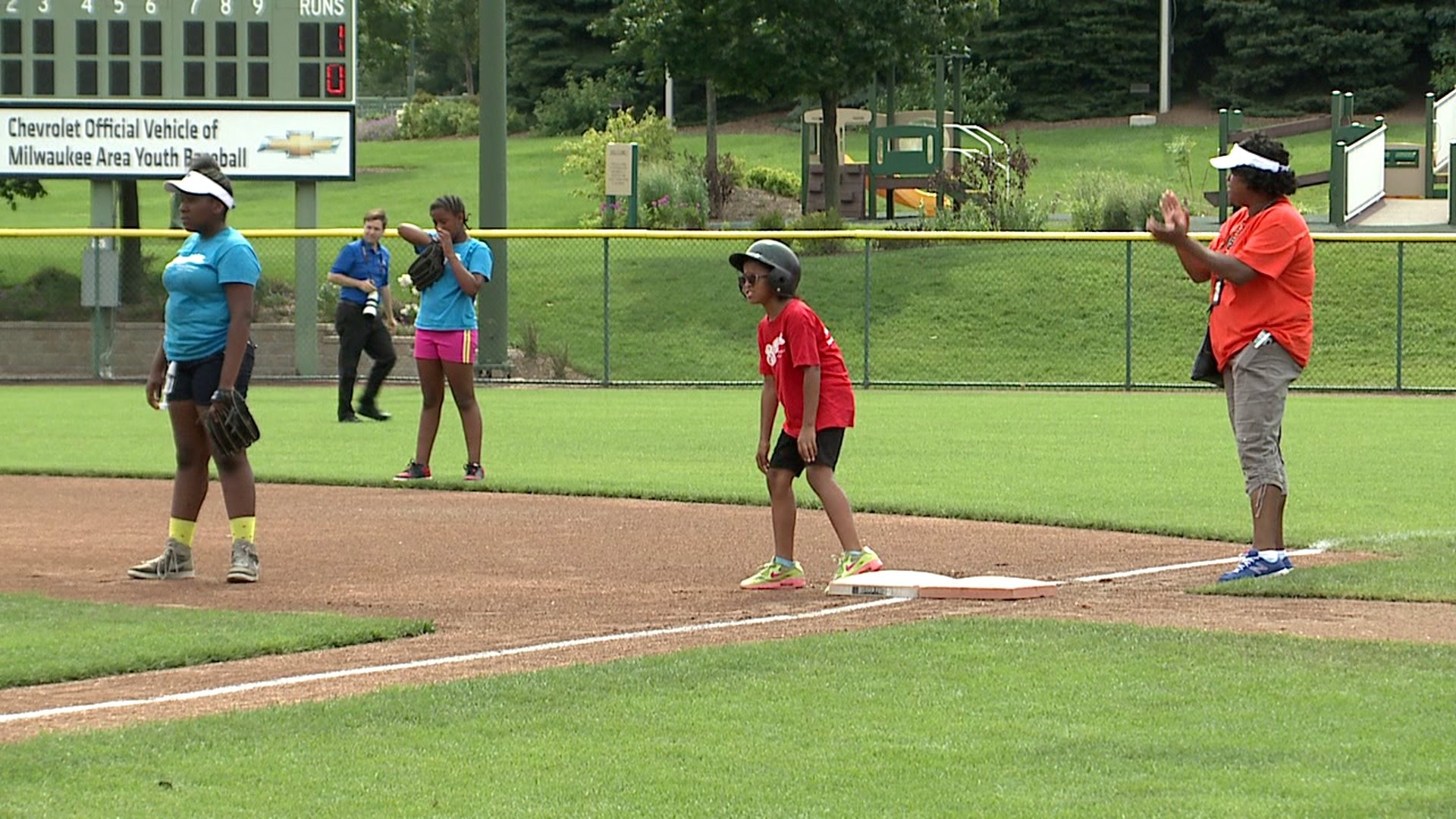 Girl Scouts softball at Miller Park