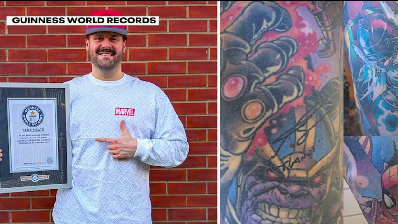 Man breaks Marvel tattoo record