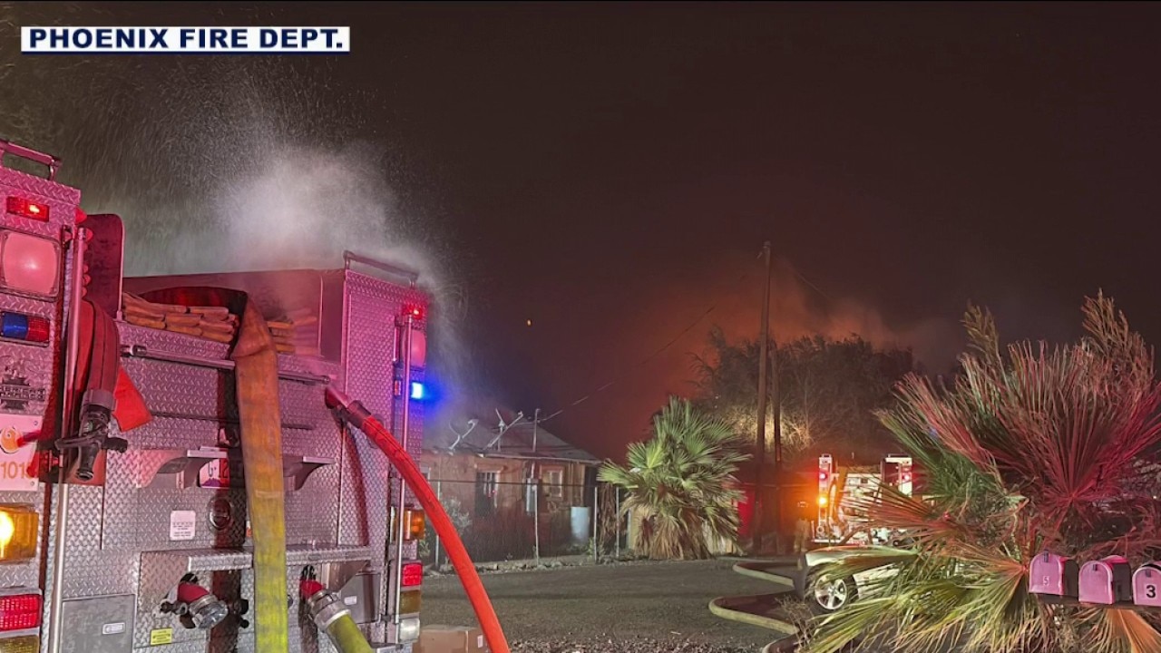 3 structures, power poles burned by wind-driven fire
