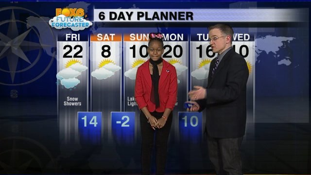 Brooklyn helps FOX6 and Meteorologist Rob Haswell with the weather