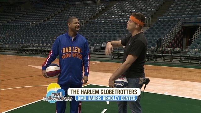 Chip hangs out with the Harlem Globetrotters